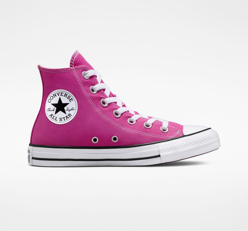 Active Fuchsia / White / Black Women's Converse Chuck Taylor All Star Seasonal Color Unisex High Tops India | UYNJ-81602