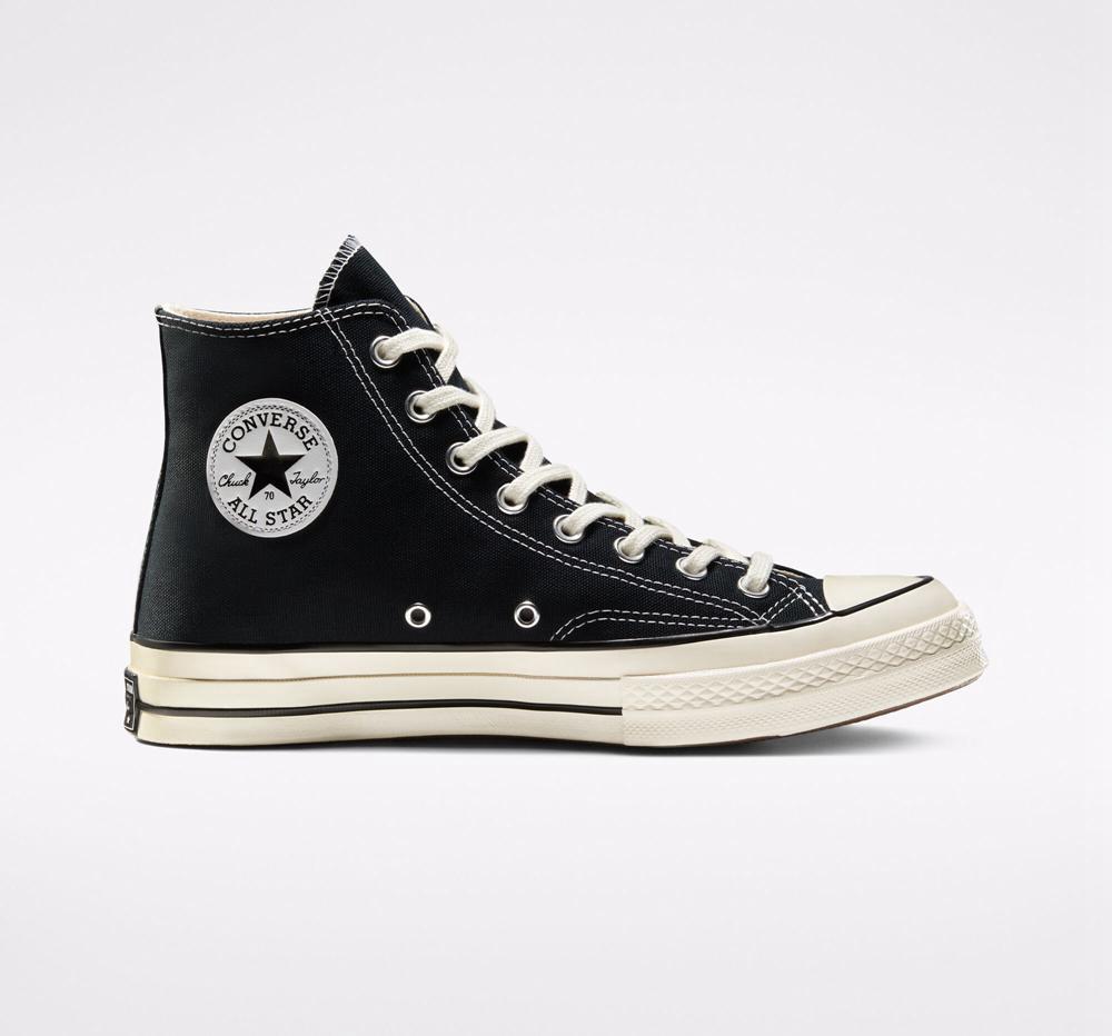 Black / Black / Egret Men's Converse Chuck 70 Vintage Canvas Unisex High Tops India | CMVP-56208