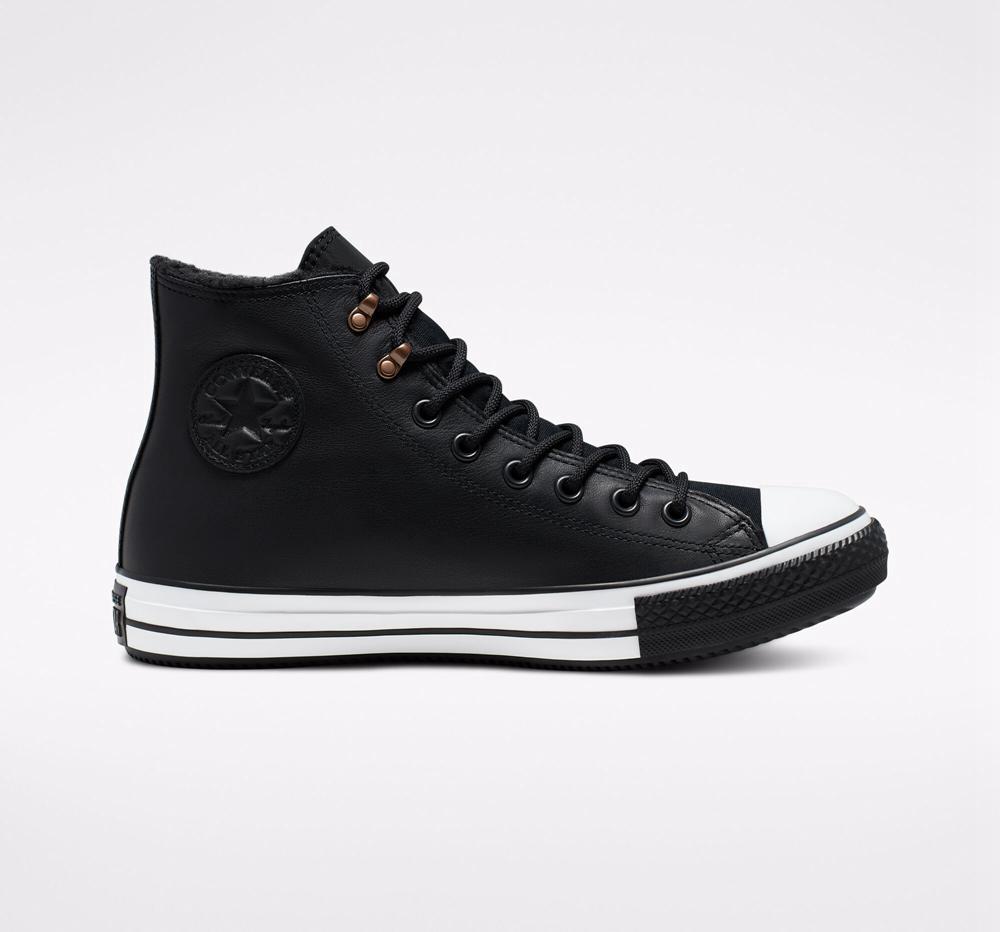 Black / Black / White Men's Converse Chuck Taylor All Star Winter Gore Tex Unisex High Tops India | XSPG-79401