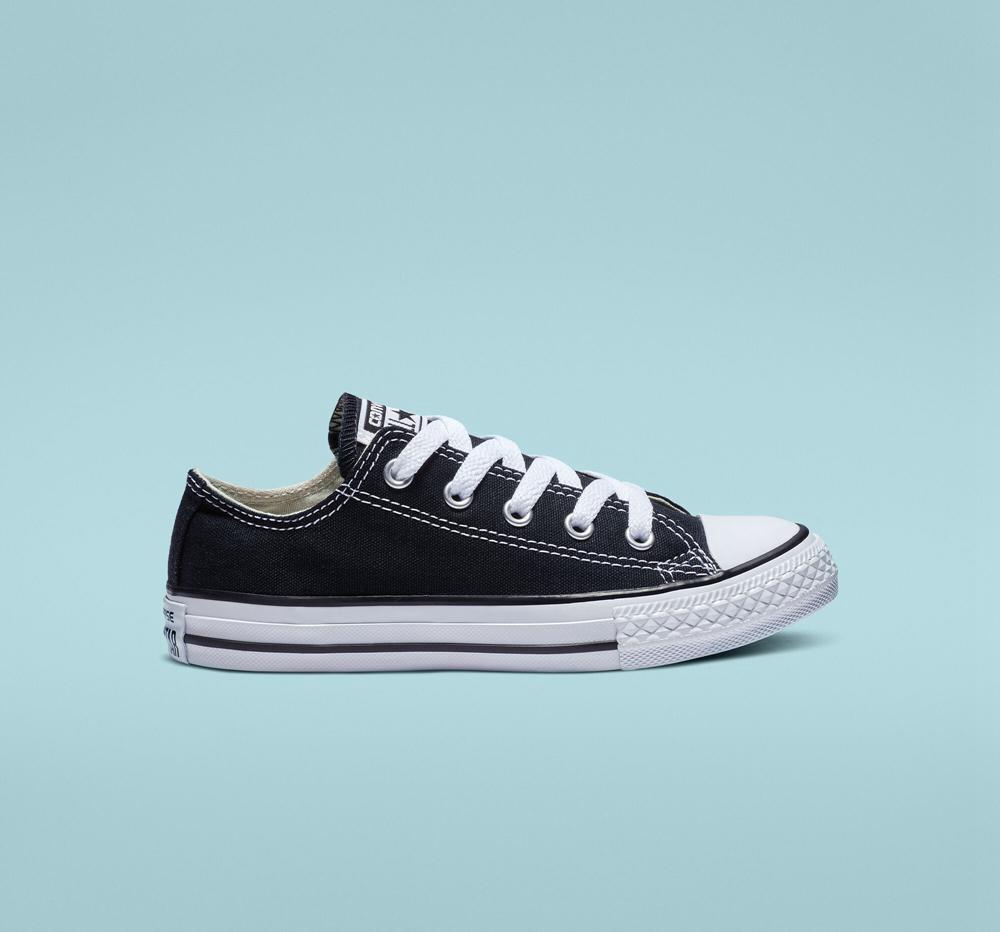 Black Boys' Converse Chuck Taylor All Star Classic Little Kids Low Tops India | GZKV-98045