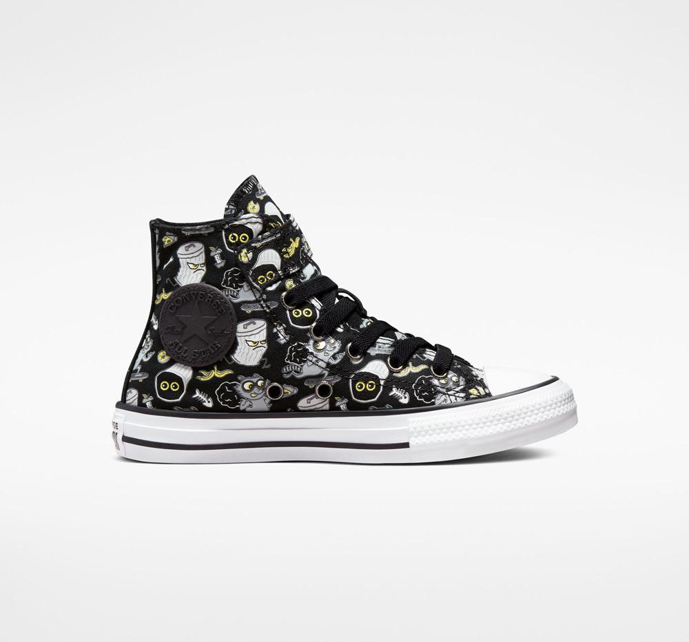 Black / Iron Grey / Ash Stone Girls' Converse Chuck Taylor All Star Easy On Raccoons Little Kids High Tops India | XNPW-05421