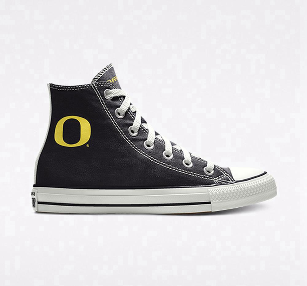 Black Men's Converse Custom Chuck Taylor All Star University Of Oregon Ducks By You Unisex High Tops India | KTFC-01569