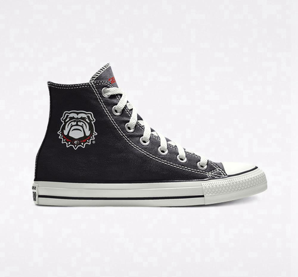 Black Men's Converse Custom Chuck Taylor All Star University Of Georgia Bulldogs By You Unisex High Tops India | RSNJ-41098