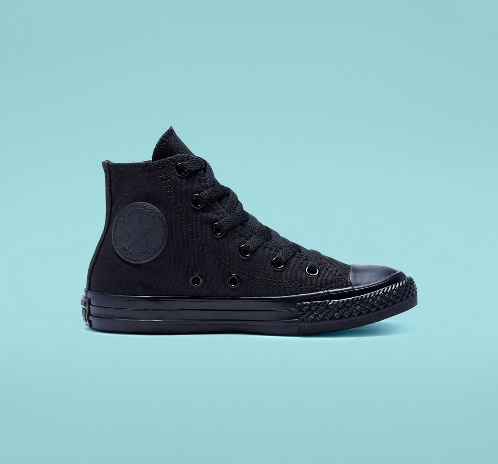 Black Monochrome Boys' Converse Chuck Taylor All Star Classic Little Kids High Tops India | ISRG-19460