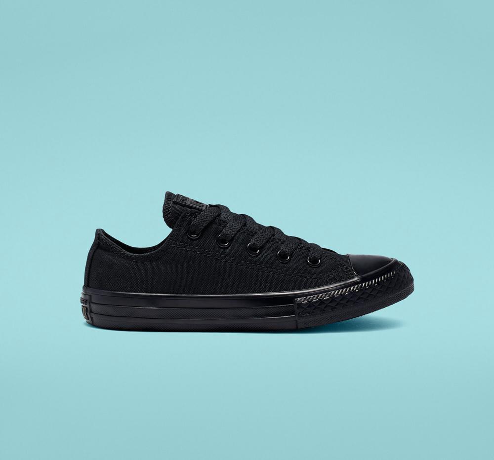 Black Monochrome Boys' Converse Chuck Taylor All Star Classic Little Kids Low Tops India | YKTD-19865