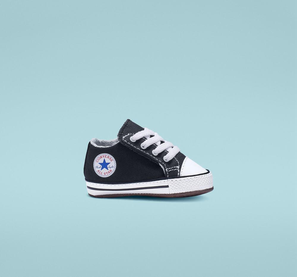 Black / Natural Ivory / White Girls' Converse Chuck Taylor All Star Cribster Easy On Baby Mid Boots India | ANZG-21740