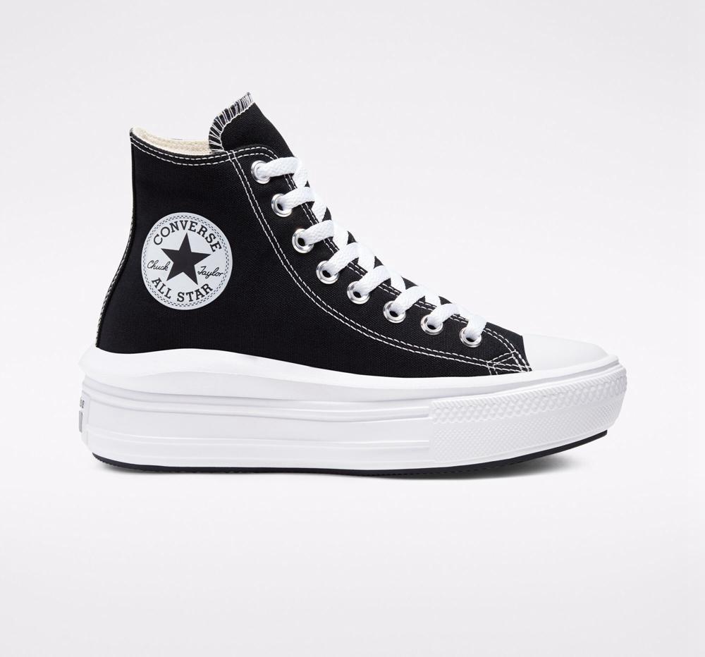 Black / Natural Ivory / White Women's Converse Chuck Taylor All Star Move High Top Platform Shoes India | OGJH-08174