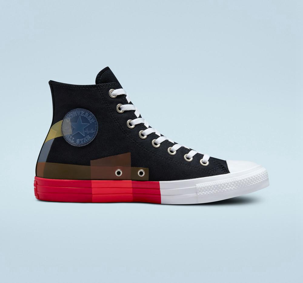 Black / University Red / White Men's Converse Chuck Taylor All Star Space Racer Unisex High Tops India | PNXI-48172