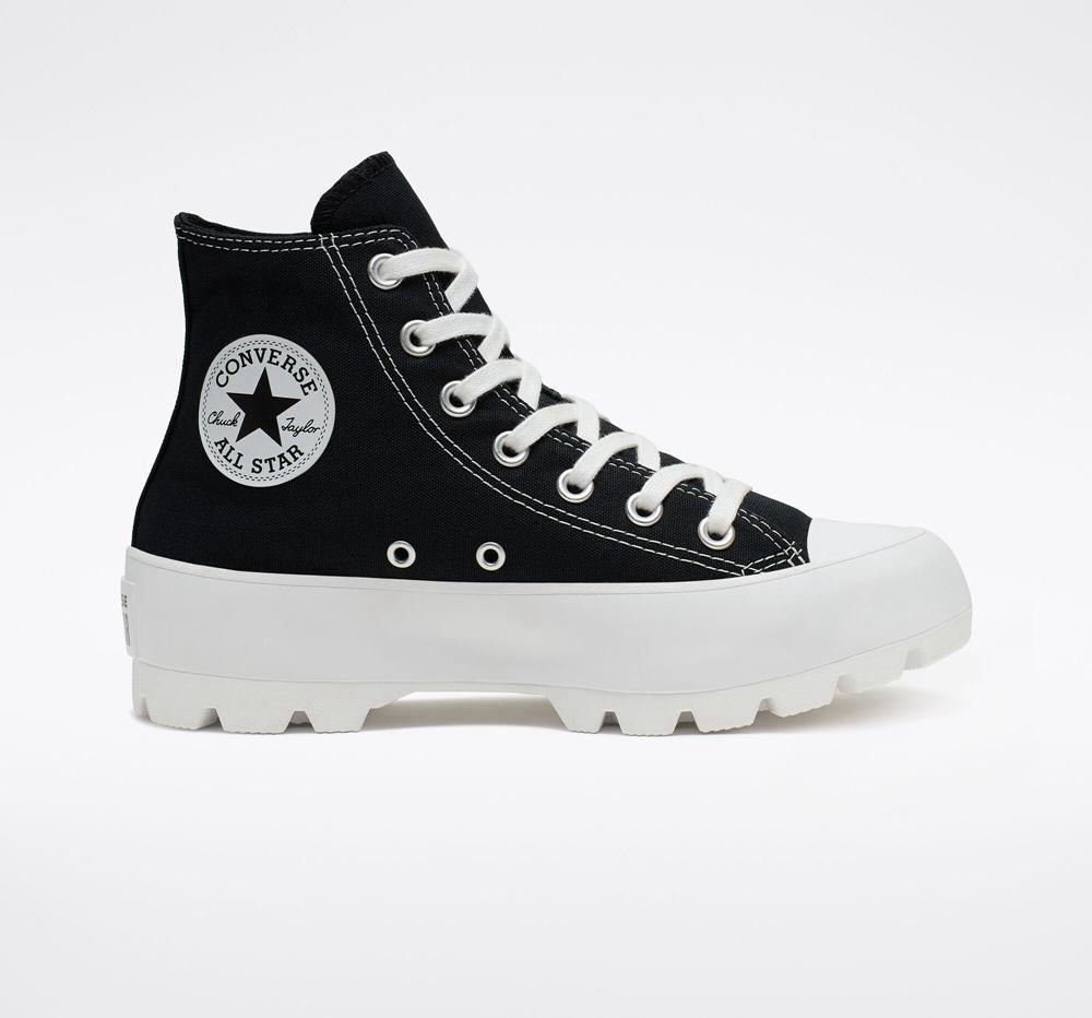 Black / White / Black Women's Converse Chuck Taylor All Star Lugged High Top Platform Shoes India | MAEF-41076