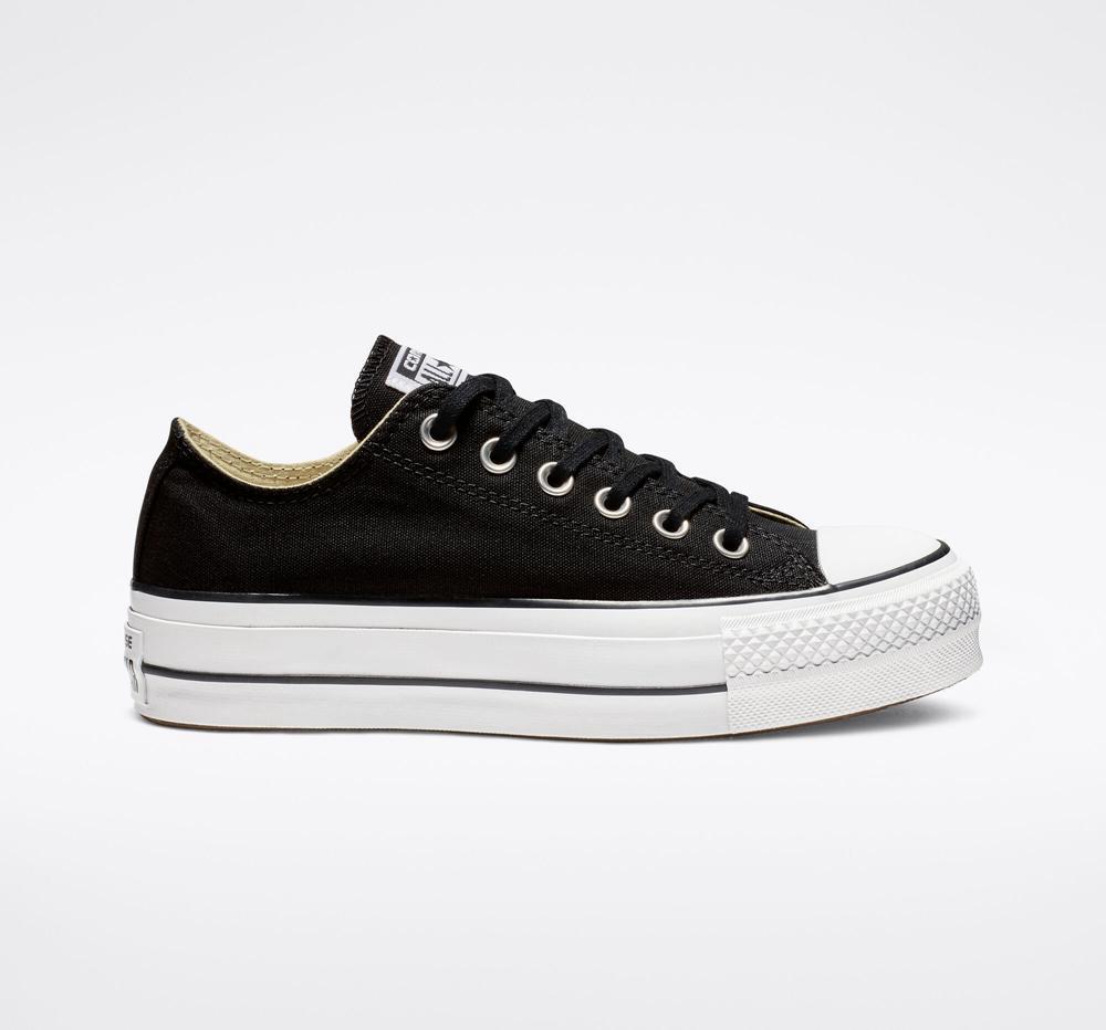 Black / White / White Women's Converse Chuck Taylor All Star Lift Platform Canvas Low Tops India | KCOA-54793