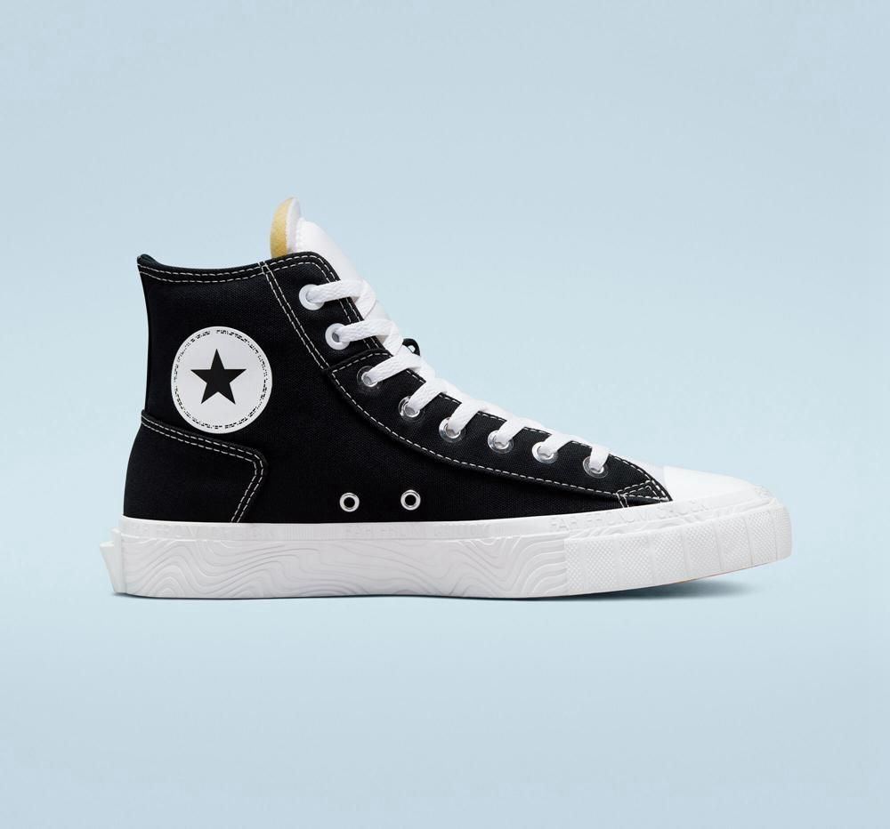 Black / White / White Women's Converse Chuck Taylor Alt Star Canvas Unisex High Tops India | MVKH-68527