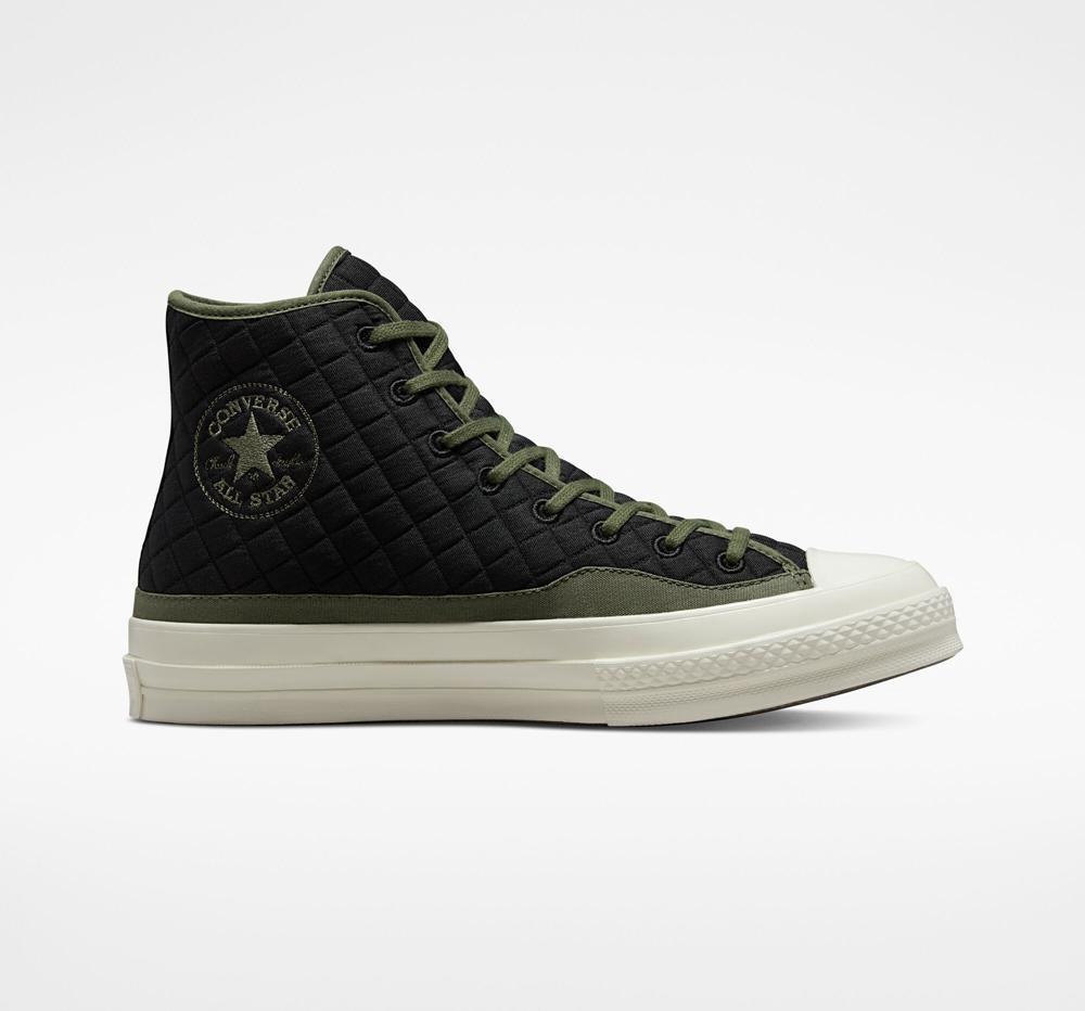 Black Women's Converse Chuck 70 Quilted Unisex High Tops India | IYNR-48273