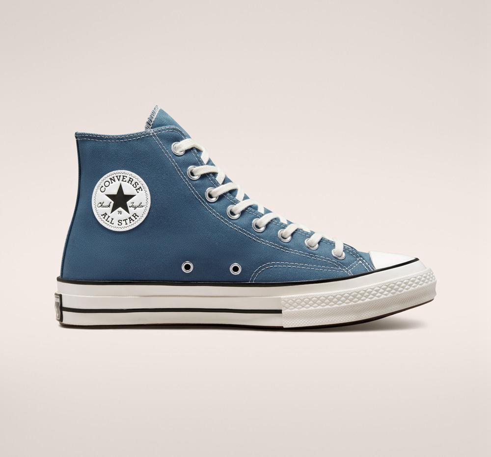 Blue Deep Waters / Egret / Black Men's Converse Chuck 70 Vintage Canvas Unisex High Tops India | ZSVY-61829