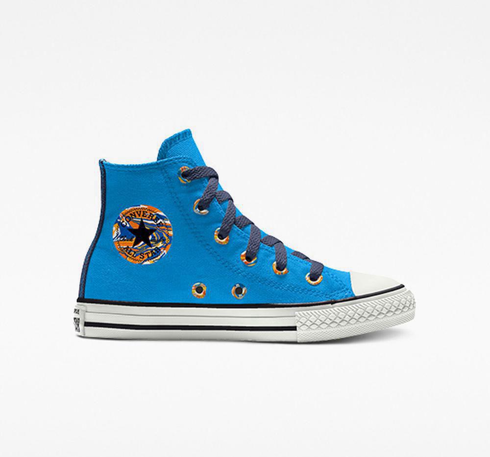 Blue Hero Boys' Converse Custom Chuck Taylor All Star By You Little Kids High Tops India | PTDA-79603