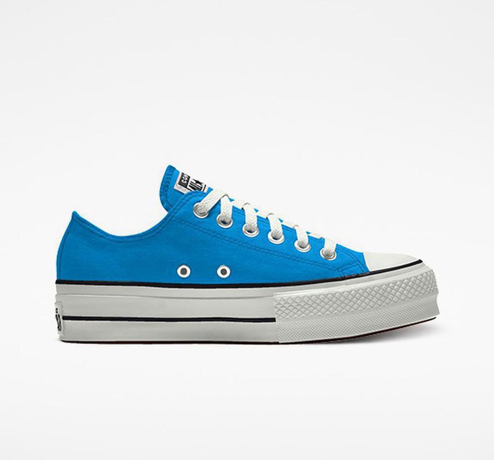 Blue Hero Women's Converse Custom Chuck Taylor All Star Lift Canvas By You Unisex Low Top Platform Shoes India | BIVP-76805