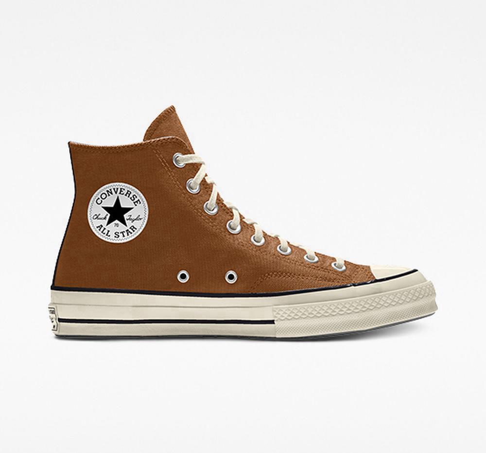 Brindlebrown Men's Converse Custom Chuck 70 Vintage Canvas By You Unisex High Tops India | DJGU-89762