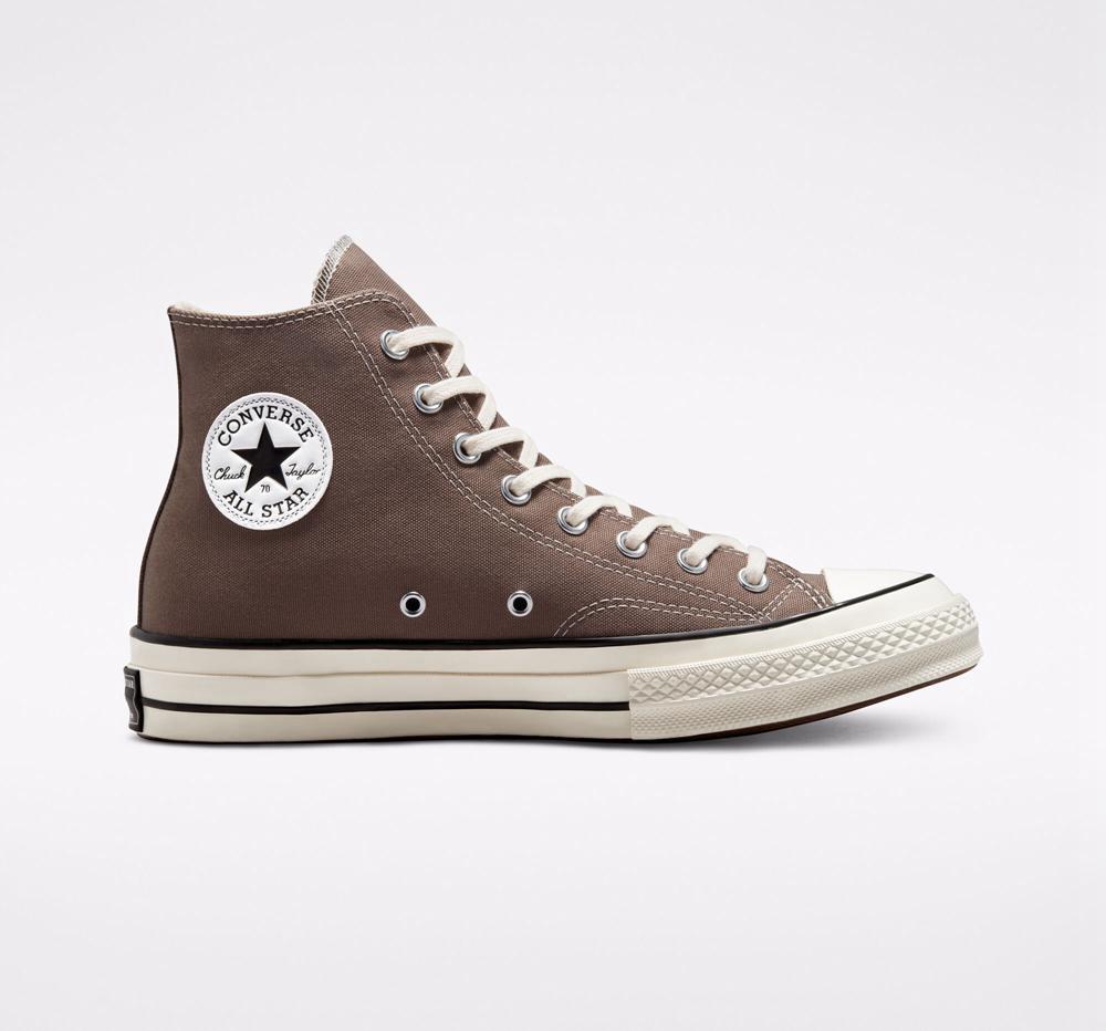 Brown Desert Cargo / Egret / Black Men's Converse Chuck 70 Vintage Canvas Unisex High Tops India | NUKL-80561