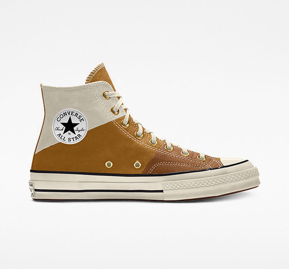 Brown Men's Converse Custom Chuck 70 Patchwork By You Unisex High Tops India | KFCS-18403