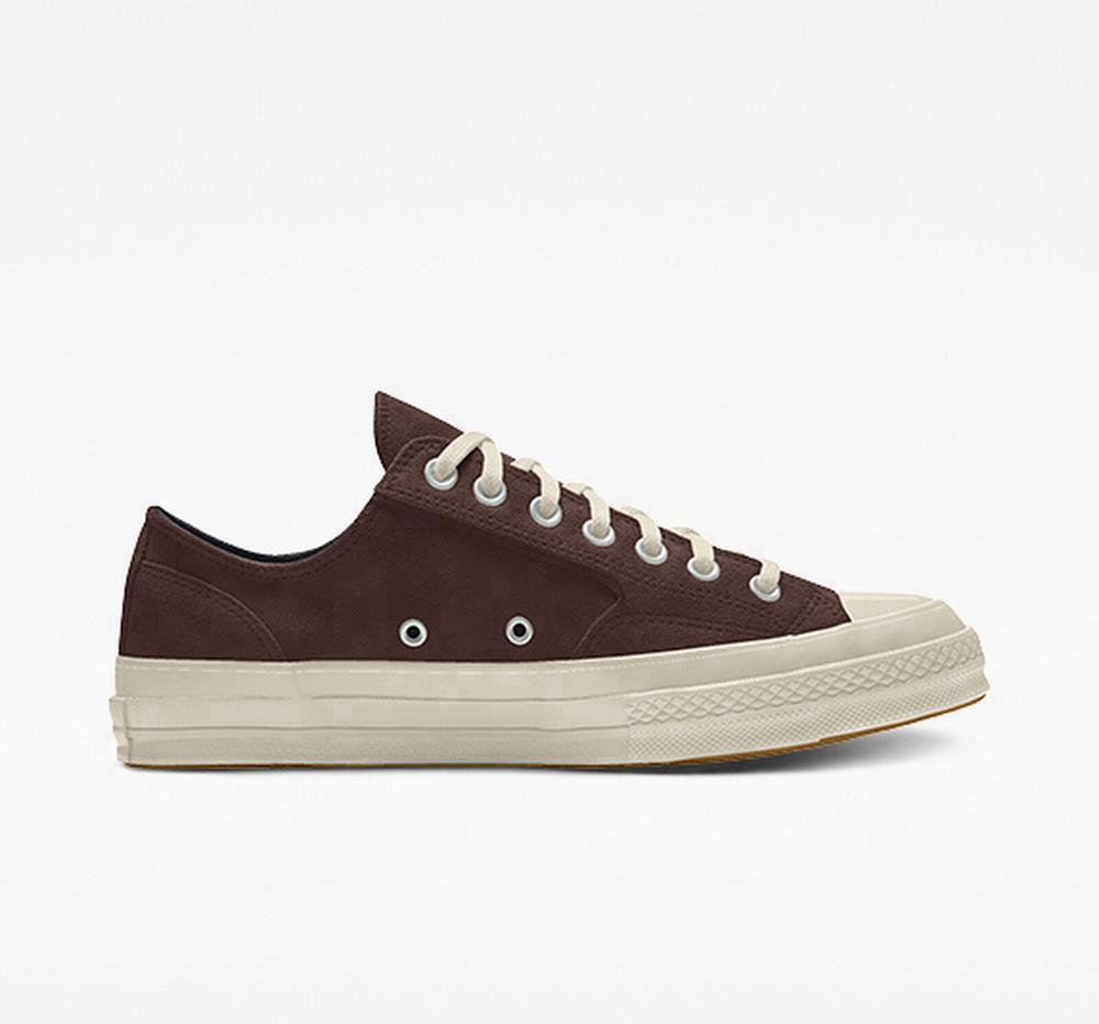 Brown Men's Converse Custom Chuck 70 Suede By You Unisex Low Tops India | RXIO-37805