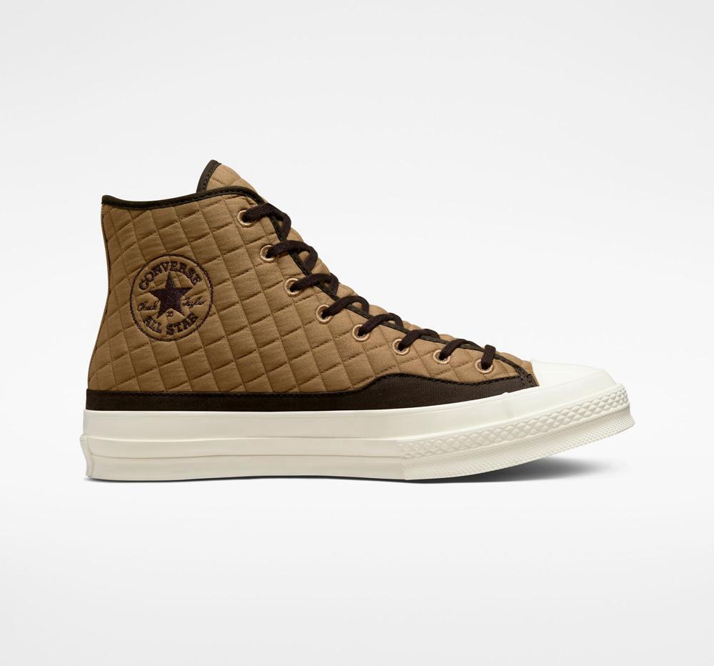 Brown Sand Dune / Black / Egret Men's Converse Chuck 70 Quilted Unisex High Tops India | OVSM-59823