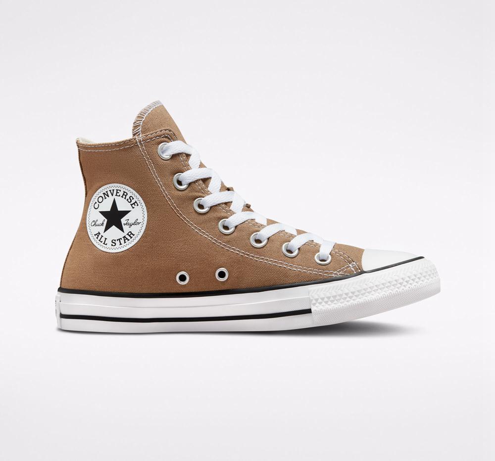 Brown Sand Dune / White / Black Men's Converse Chuck Taylor All Star Seasonal Color Unisex High Tops India | COGY-78621