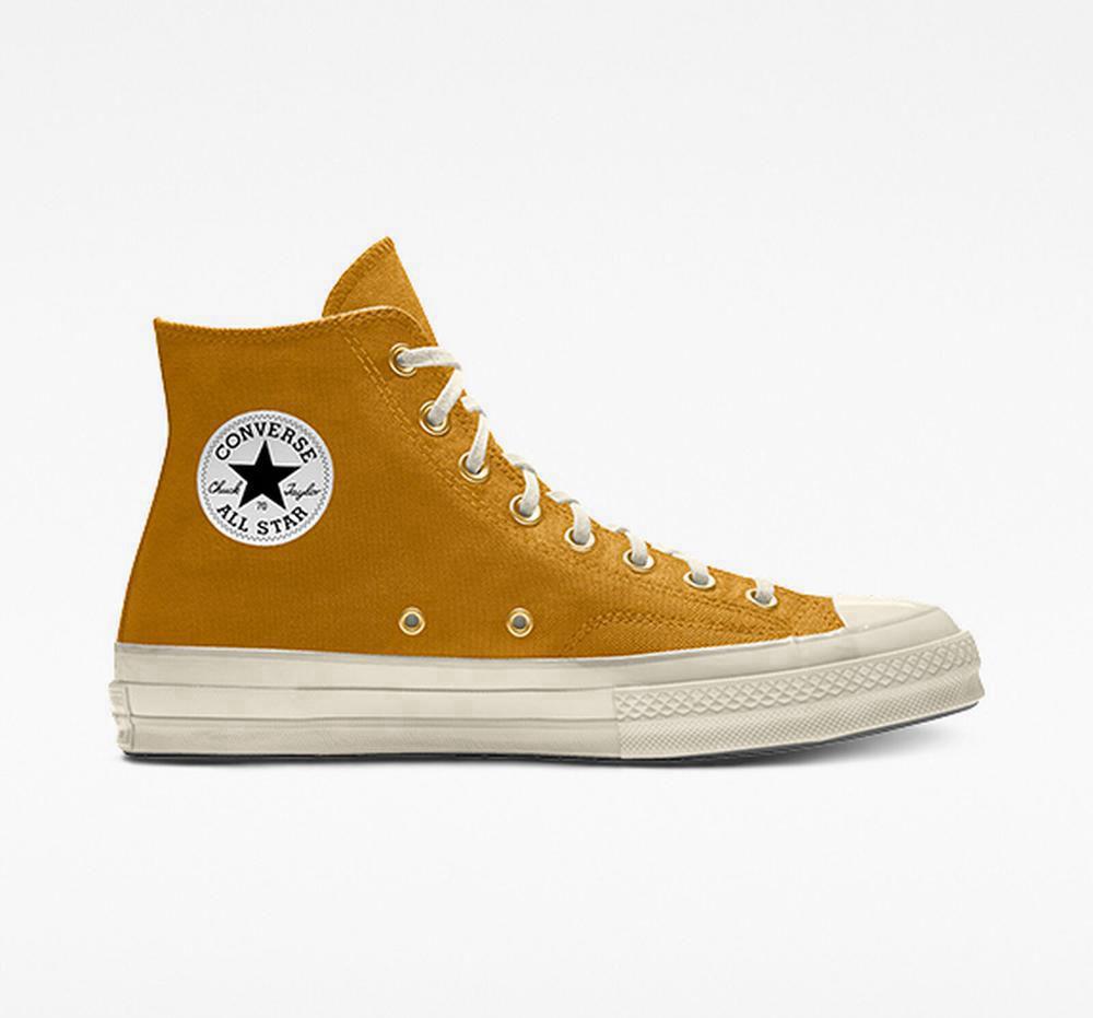 Brown Sunflower Men's Converse Custom Chuck 70 Vintage Canvas By You Unisex High Tops India | TGMC-29854