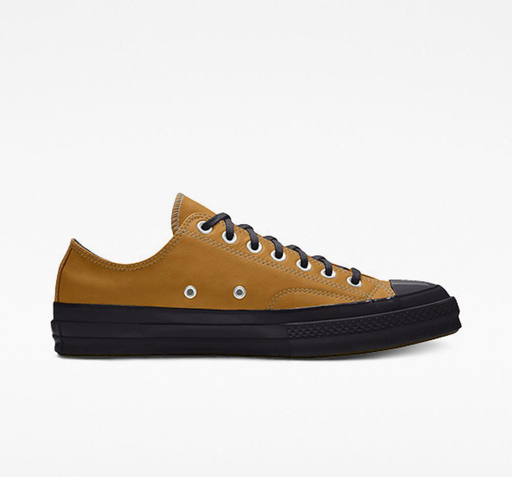 Brown Wheat Men's Converse Custom Chuck 70 Leather By You Unisex Low Tops India | KVLQ-39274