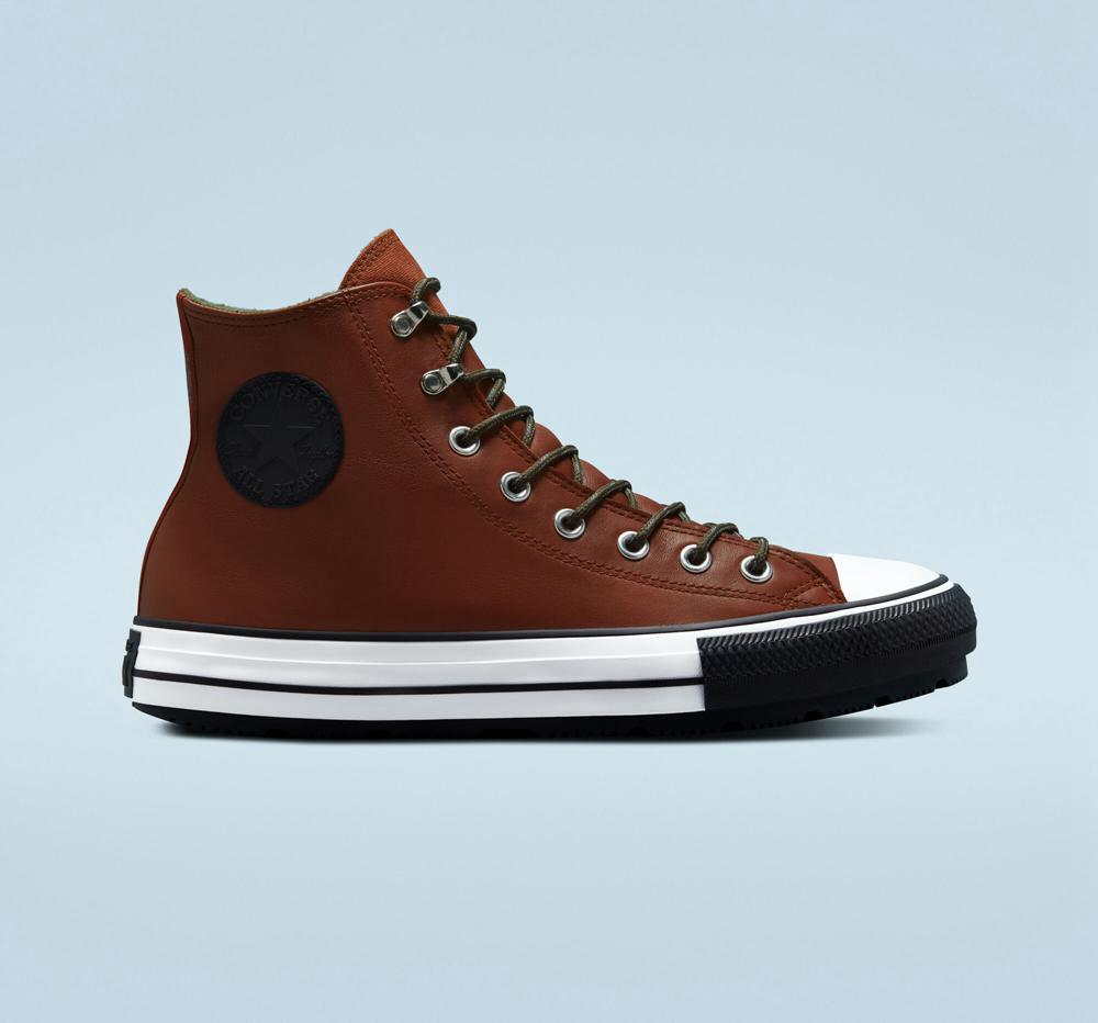 Burgundy Cedar Bark / White / Black Women's Converse Chuck Taylor All Star Winter Unisex High Tops India | KHDJ-20687