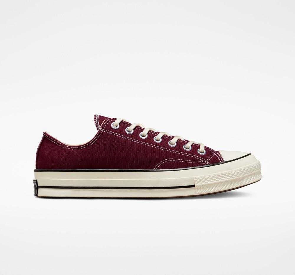 Burgundy Dark Beetroot / Egret / Black Men's Converse Chuck 70 Vintage Canvas Unisex Low Tops India | WYIJ-09645