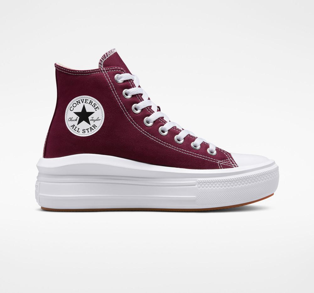 Burgundy Dark Beetroot / White / White Women's Converse Chuck Taylor All Star Move High Top Platform Shoes India | EZRL-04189