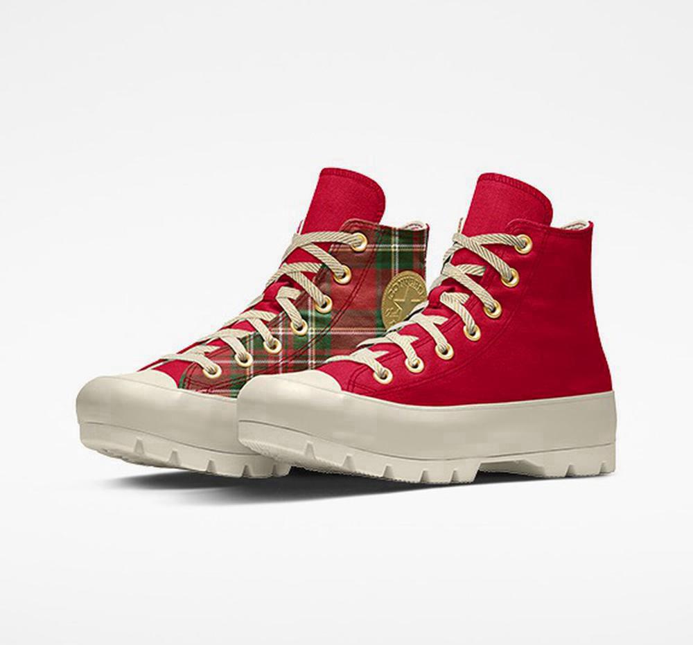 Casino Red Women's Converse Custom Chuck Taylor All Star Lugged Platform By You Unisex High Tops India | VIUB-34159