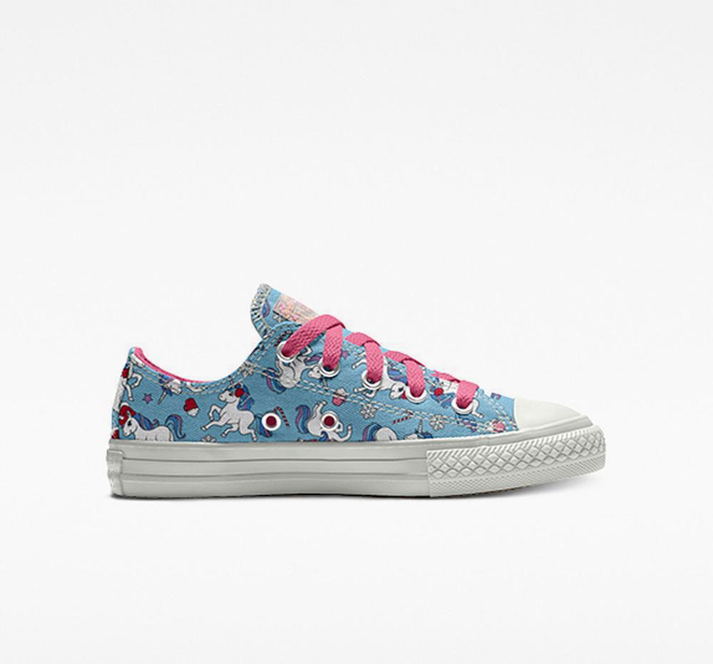 Cozy Unicorn Blue Girls' Converse Custom Chuck Taylor All Star By You Little Kids Low Tops India | GCNO-05271