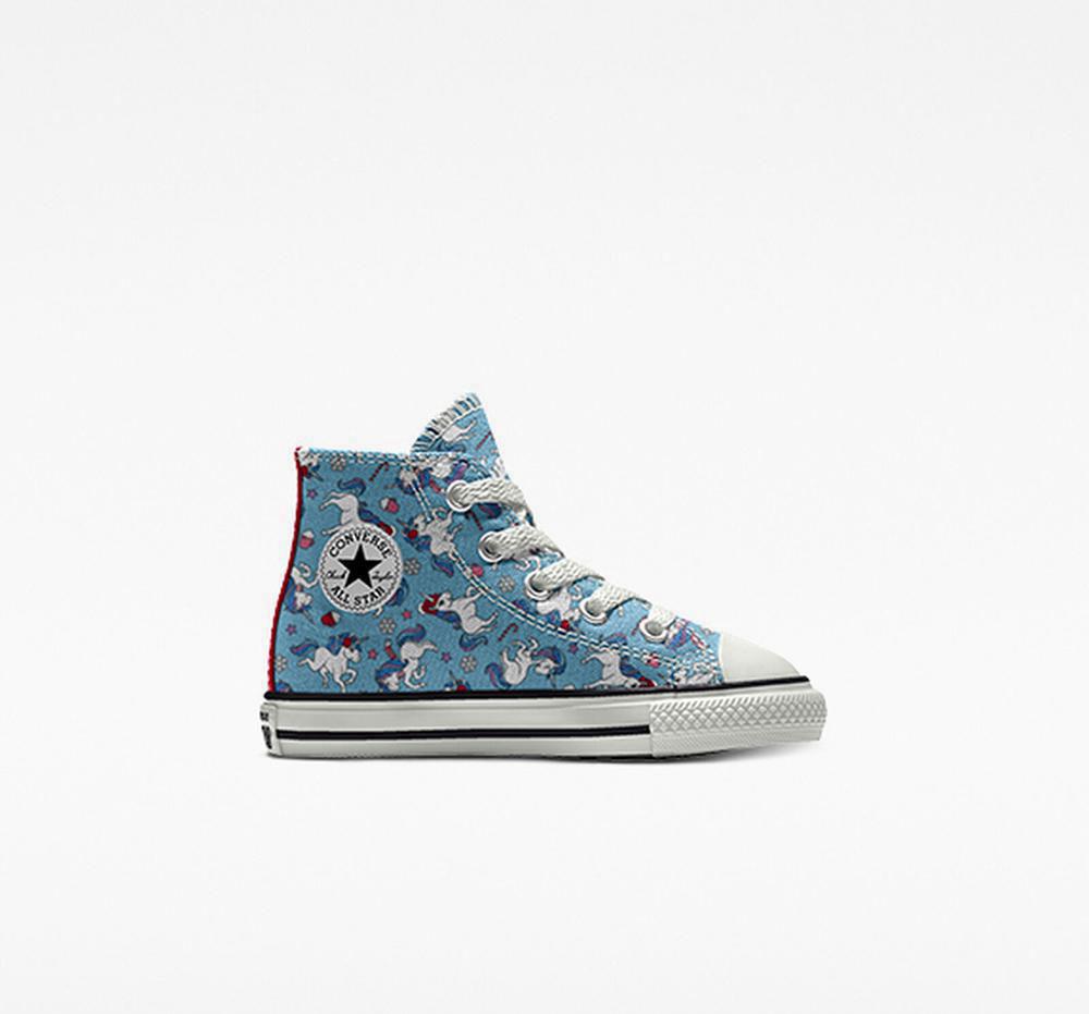 Cozy Unicorn Blue Girls' Converse Custom Chuck Taylor All Star By You Toddler High Tops India | SWOX-62395