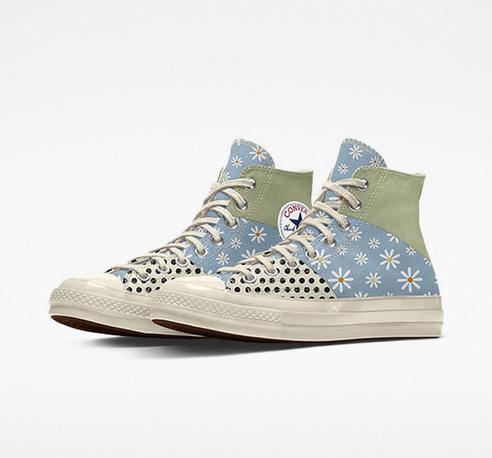 Daisy Blue Men's Converse Custom Chuck 70 Patchwork By You Unisex High Tops India | PMFN-42109