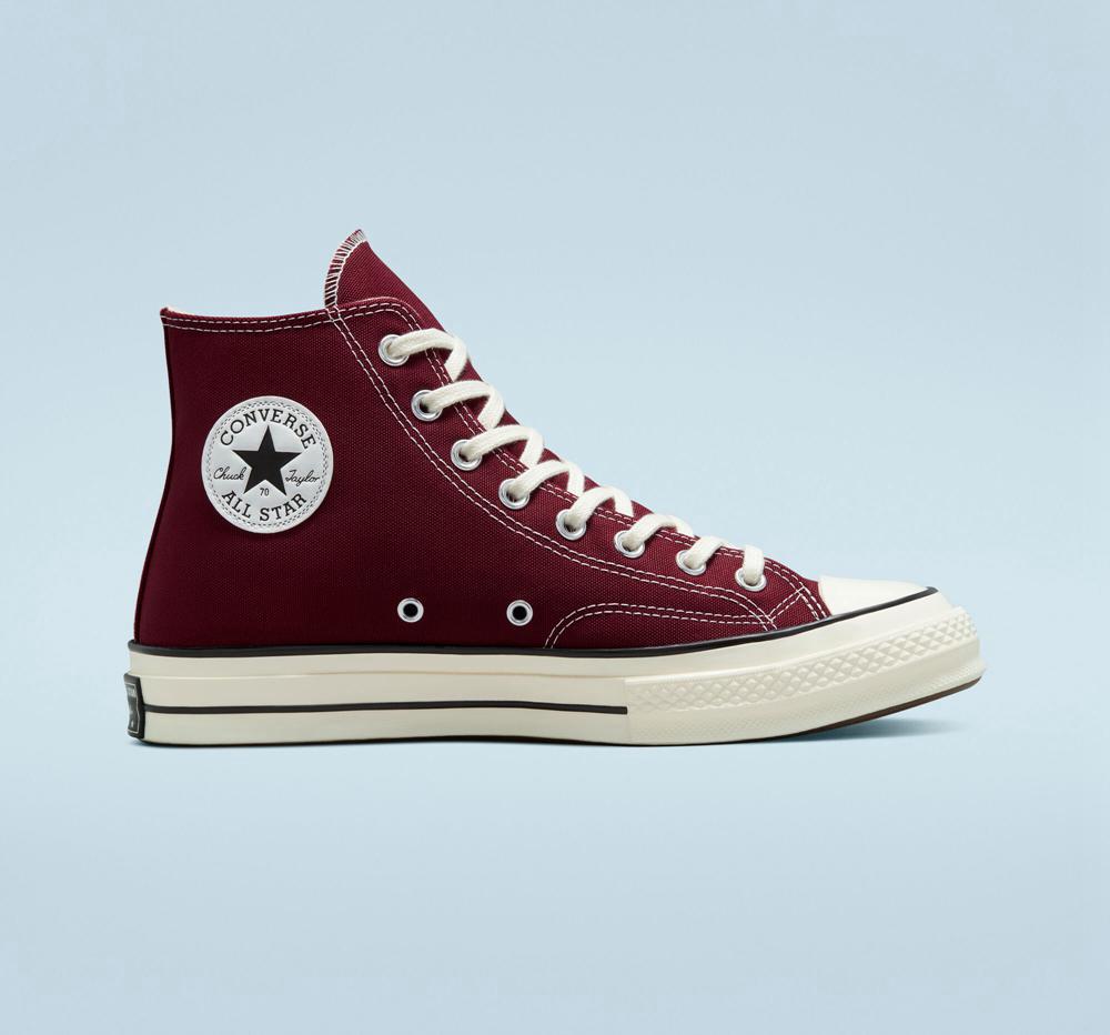 Deep Bordeaux / Egret / Black Men's Converse Chuck 70 Vintage Canvas Unisex High Tops India | PKEB-12654