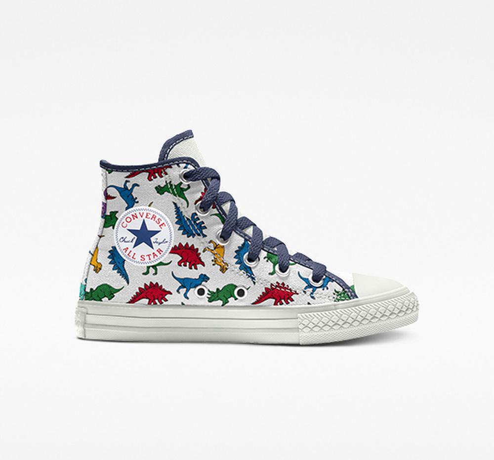 Dinosaur Multicolor Boys' Converse Custom Chuck Taylor All Star By You Little Kids High Tops India | YOZJ-48793