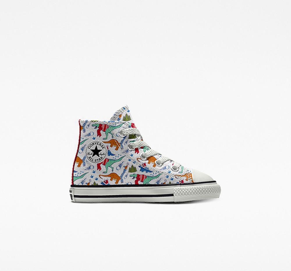 Dinosaur Snowpocalypse Multicolor Boys' Converse Custom Chuck Taylor All Star By You Toddler High Tops India | TSKC-20548