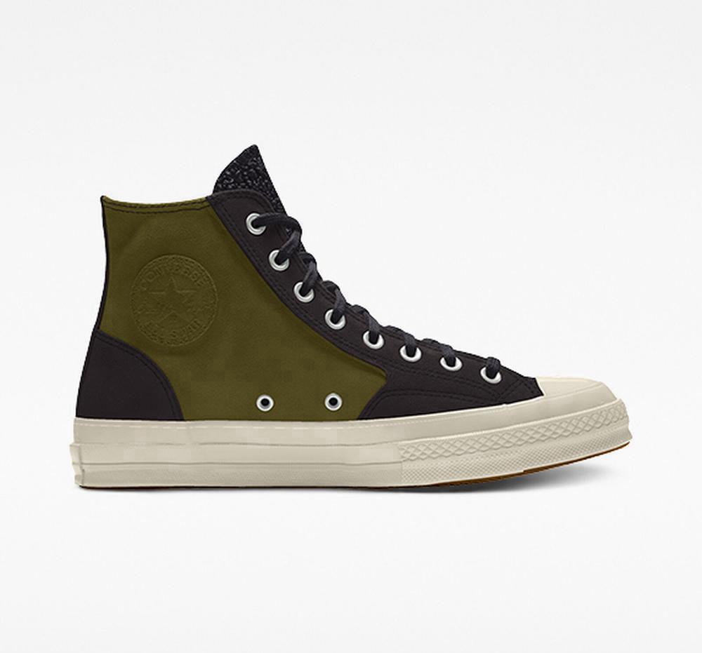 Green Dark Moss Men's Converse Custom Chuck 70 Suede By You Unisex High Tops India | DWEI-32801