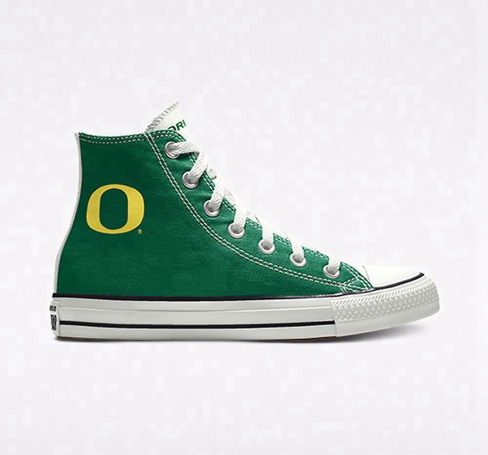 Green Men's Converse Custom Chuck Taylor All Star University Of Oregon Ducks By You Unisex High Tops India | AVDG-38409