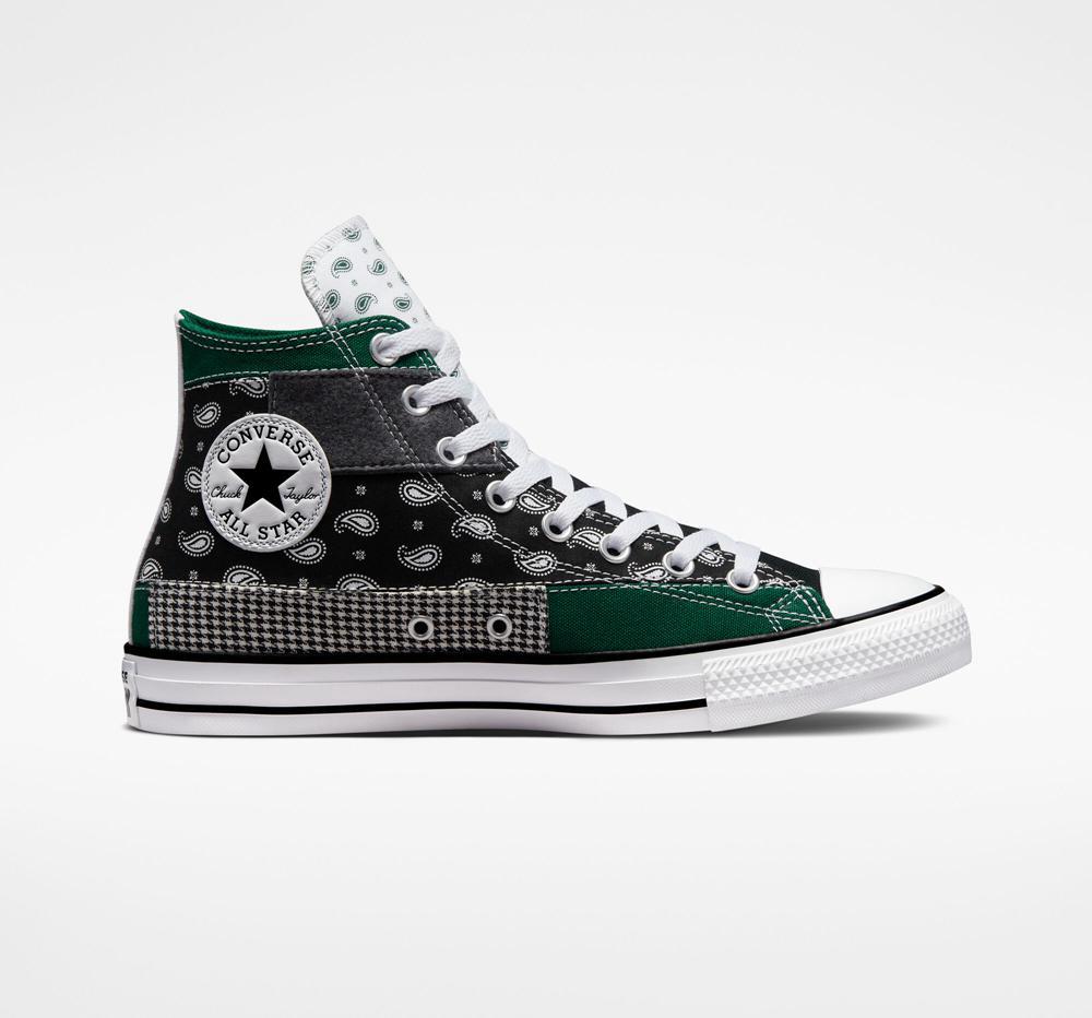 Green Midnight Clover / Black / White Men's Converse Chuck Taylor All Star Hacked Patterns Unisex High Tops India | CDTM-52306