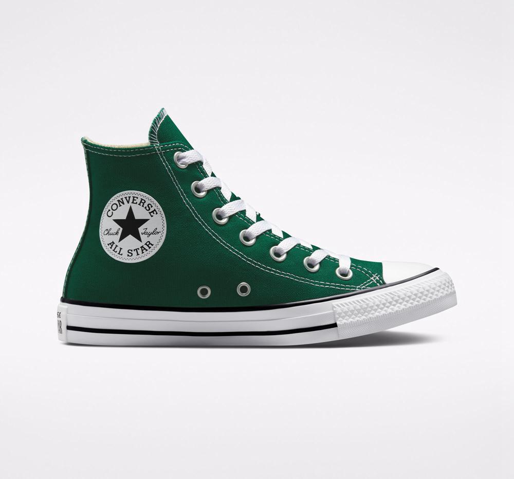 Green Midnight Clover / White / Black Men's Converse Chuck Taylor All Star Seasonal Color Unisex High Tops India | HMDT-31568