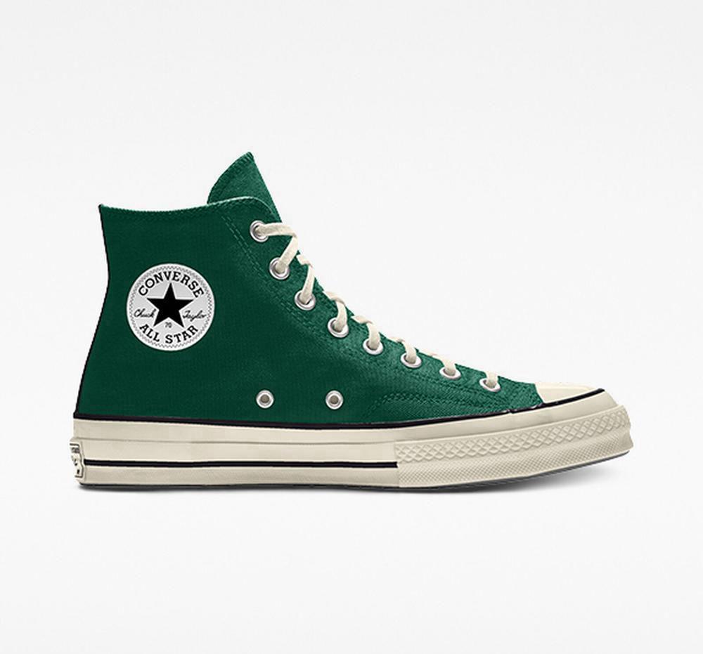 Green Midnightclover Women's Converse Custom Chuck 70 Vintage Canvas By You Unisex High Tops India | IEQC-24916