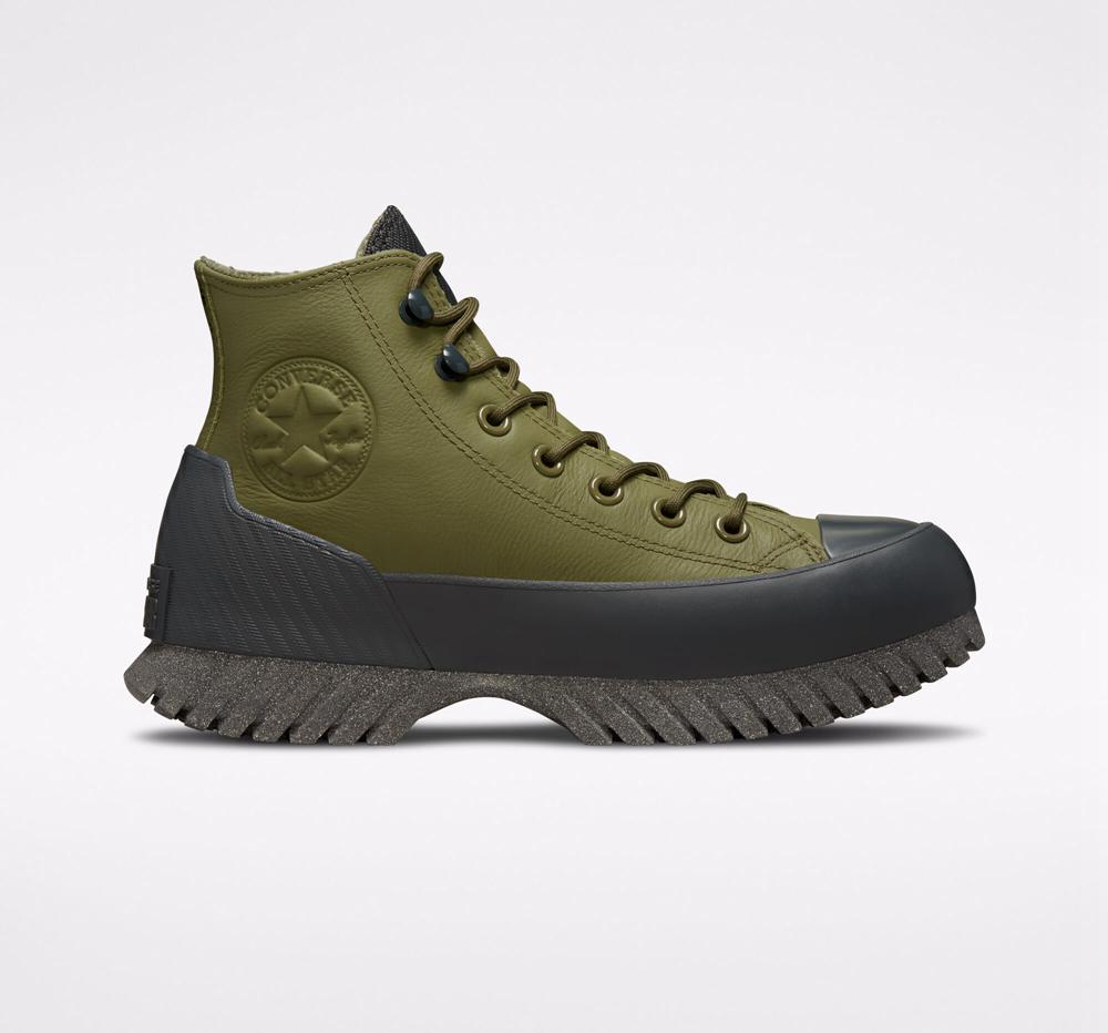 Green Utility / Dk Smoke Grey / Black Men's Converse Chuck Taylor All Star Lugged 2.0 Counter Climate Unisex Boots India | RYGS-36950