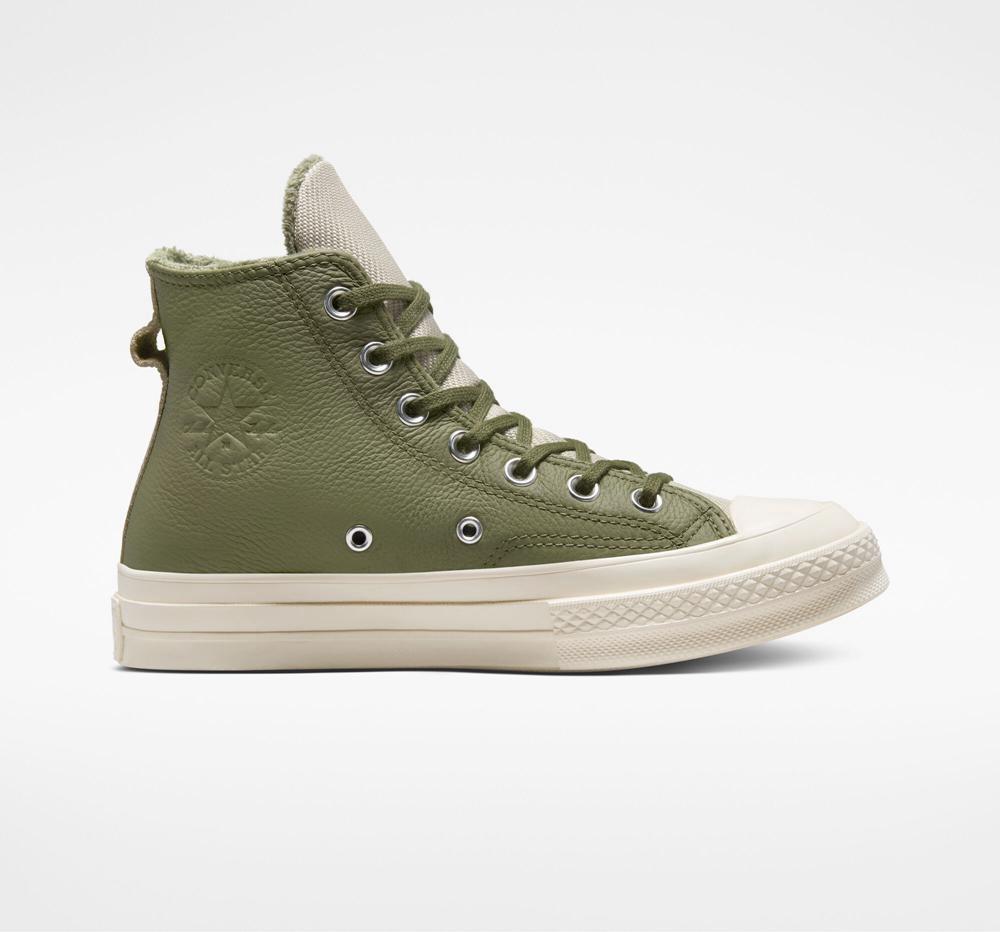 Green Utility / Papyrus / Egret Men's Converse Chuck 70 Counter Climate Unisex High Tops India | KXID-60783