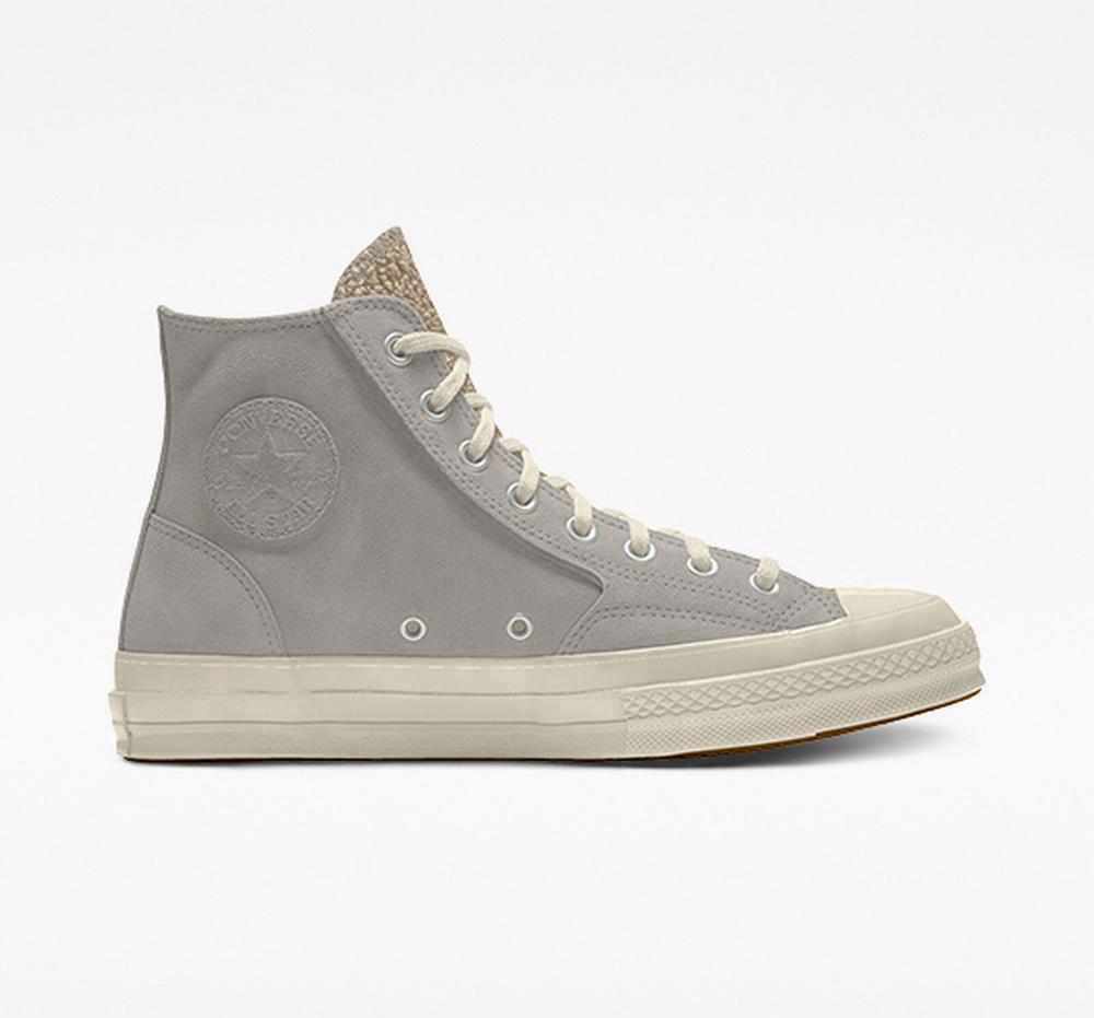 Grey Desert Men's Converse Custom Chuck 70 Suede By You Unisex High Tops India | CHSM-34156