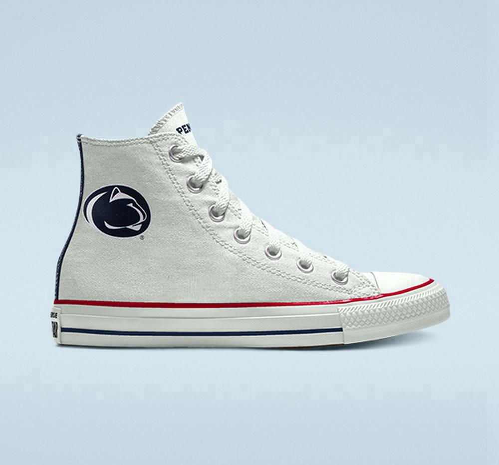 Grey Men's Converse Custom Chuck Taylor All Star Penn State Nittany Lions By You Unisex High Tops India | UALP-35617