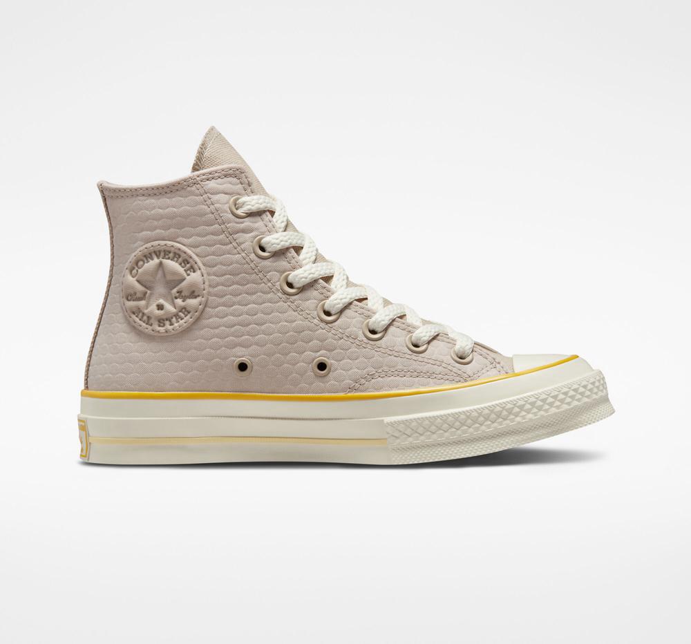 Grey Papyrus / Amarillo / Egret Women's Converse Chuck 70 Textured High Tops India | PKIN-49302