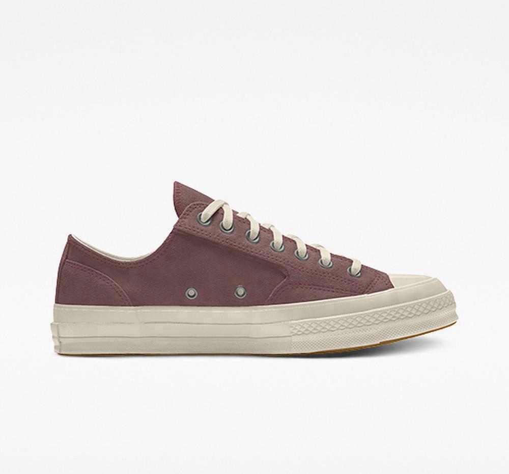 Grey Saddle Men's Converse Custom Chuck 70 Suede By You Unisex Low Tops India | RPWY-25761