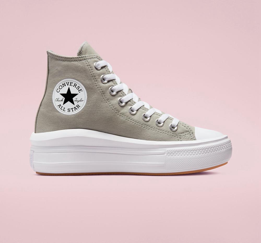 Grey Slate Sage / White Women's Converse Chuck Taylor All Star Move Platform High Tops India | HCDK-87963