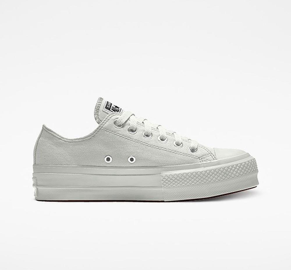 Grey Women's Converse Custom Chuck Taylor All Star Lift Canvas By You Unisex Low Top Platform Shoes India | SWCJ-04561